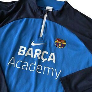 Nike FC Barcelona Barca Academy Dri Fit 1/4 Zip Soccer Training Top Blue Mens L